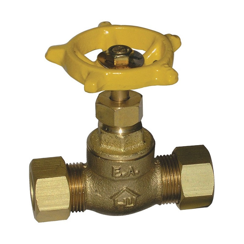 Stop Valve 1/2" Brass 125# COMPXCOMP Maximum Pressure 125 PSI non-shock WOG