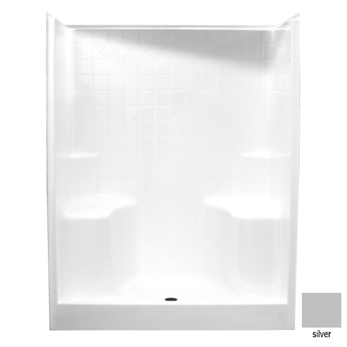 Tiled Shower 60x36-1/4x75-1/2" Silver With Seats