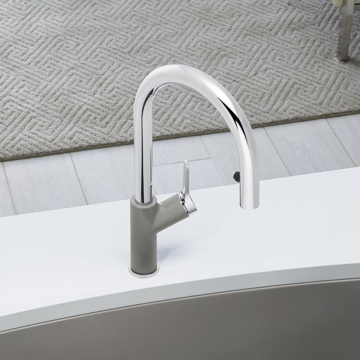 Urbena Single Hole Pull-Down Fct in Chrome/Truffle, 1.5gpm