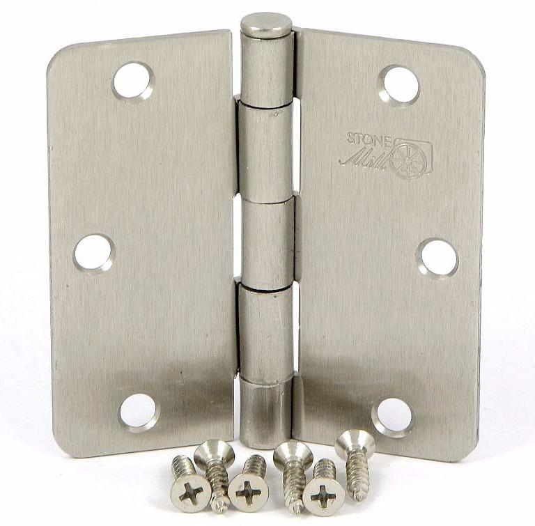 Radius 1/4" Corner Door Hinge in Satin Nickel 2 pcs