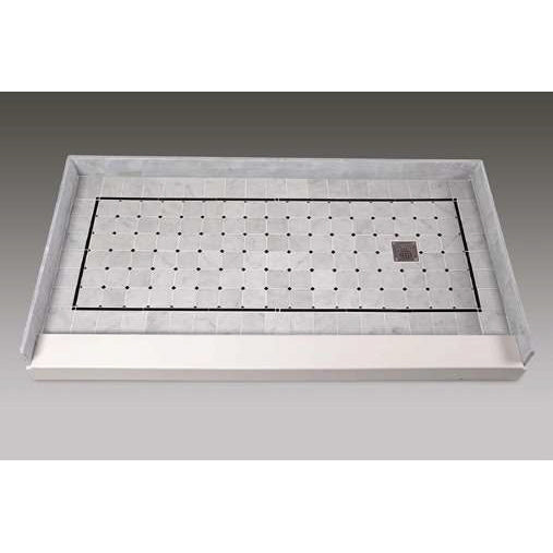 Pre-Tile Shower Base 60x36x4" w/Right Drain in Square White