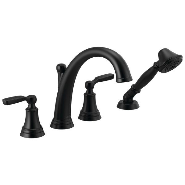Woodhurst Roman Tub Trim Only w/Handshower in Matte Black