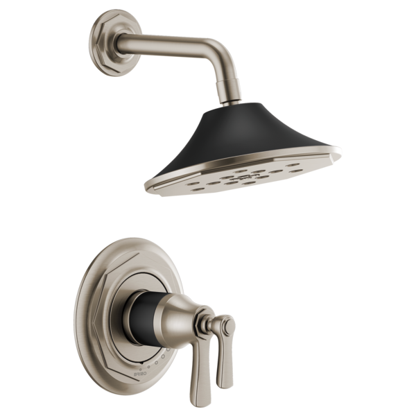 Rook Shower Trim W/Multi-Function Showerhead In Luxe Nickel/Matte Black