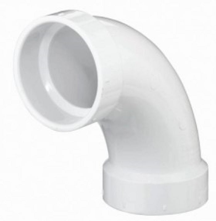 90° Elbow 4" PVC DWV Longsweep Hub