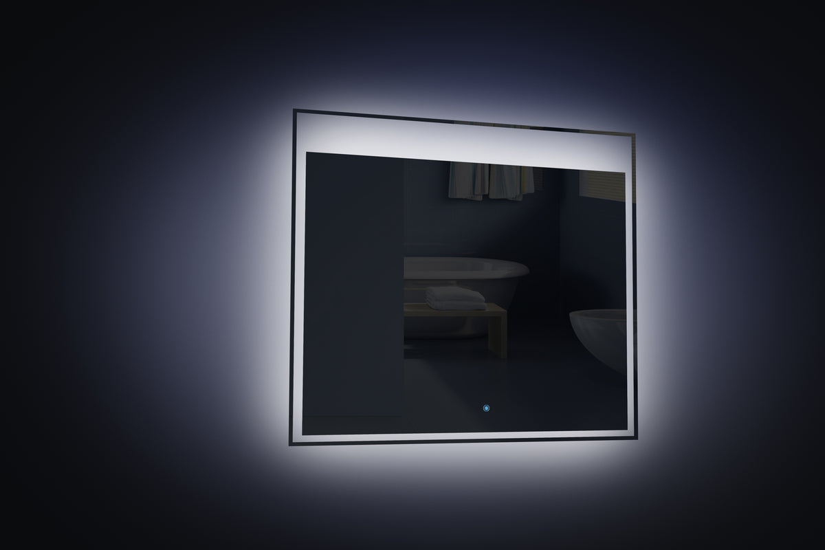 LED-Backlit Contemporary Mirror 31.50x23.62" w/Touch Sensor