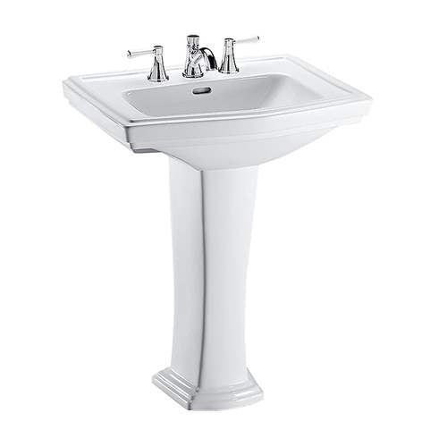 Clayton 27x19" Pedestal Lav Set w/1 Fct Hole in Cotton White