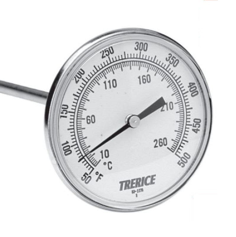 Thermometer 25° to 125°F Back Connection 3" Dial 4" Stem