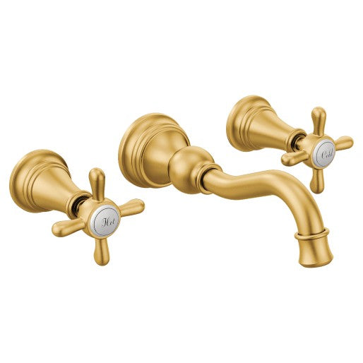 Weymouth Wall Mount Lav Faucet Trim In Brushed Gold