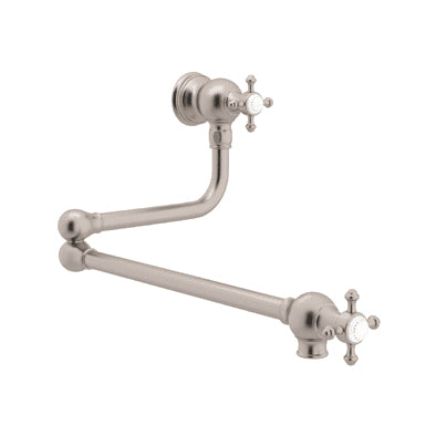 Perrin & Rowe Pot Filler w/Cross Handles in Satin Nickel