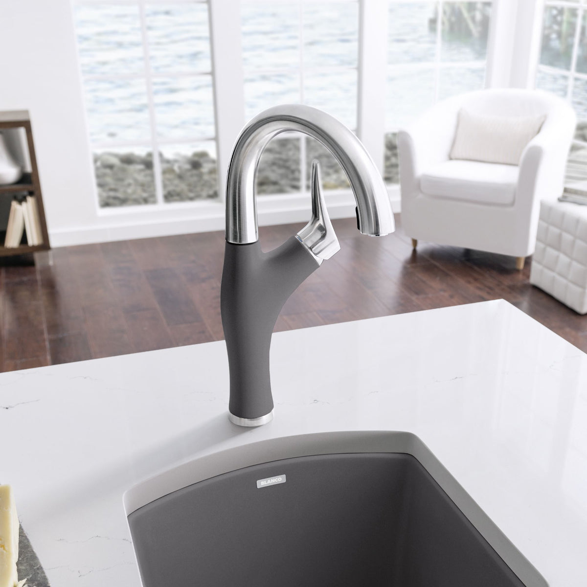 Artona Single Hole Bar Faucet in PVD Steel/Cinder, 1.5gpm