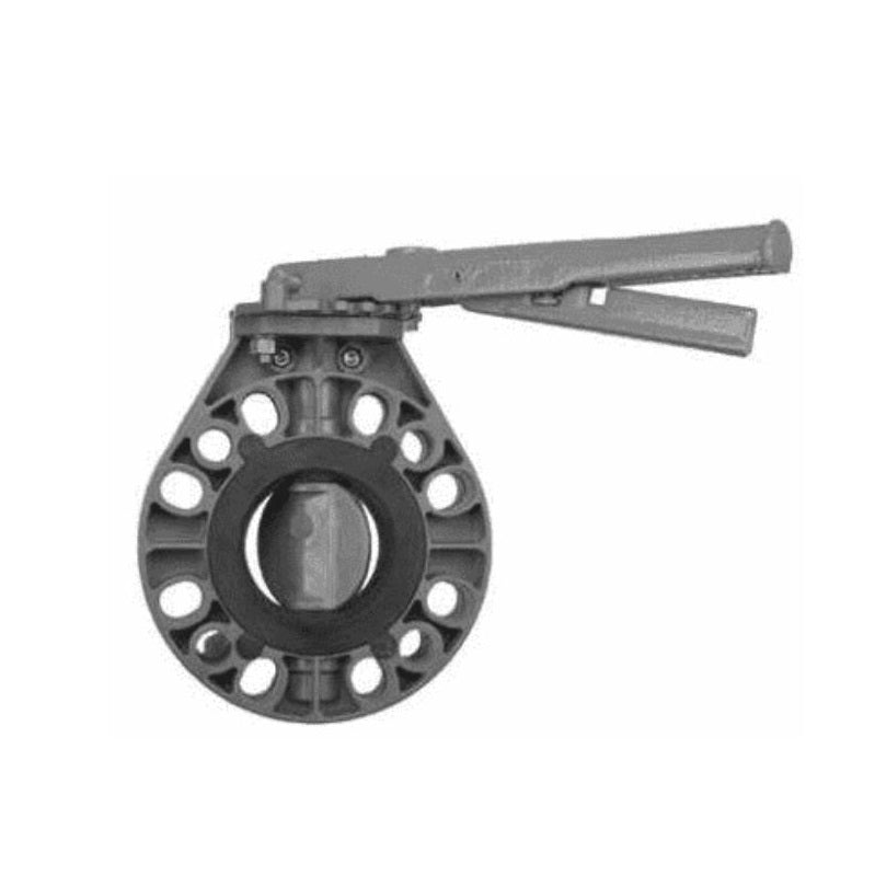 Butterfly Valve 6" PVC Schedule 80 Model B with Lever Handle FKM Seat Max Pressure 150 PSI