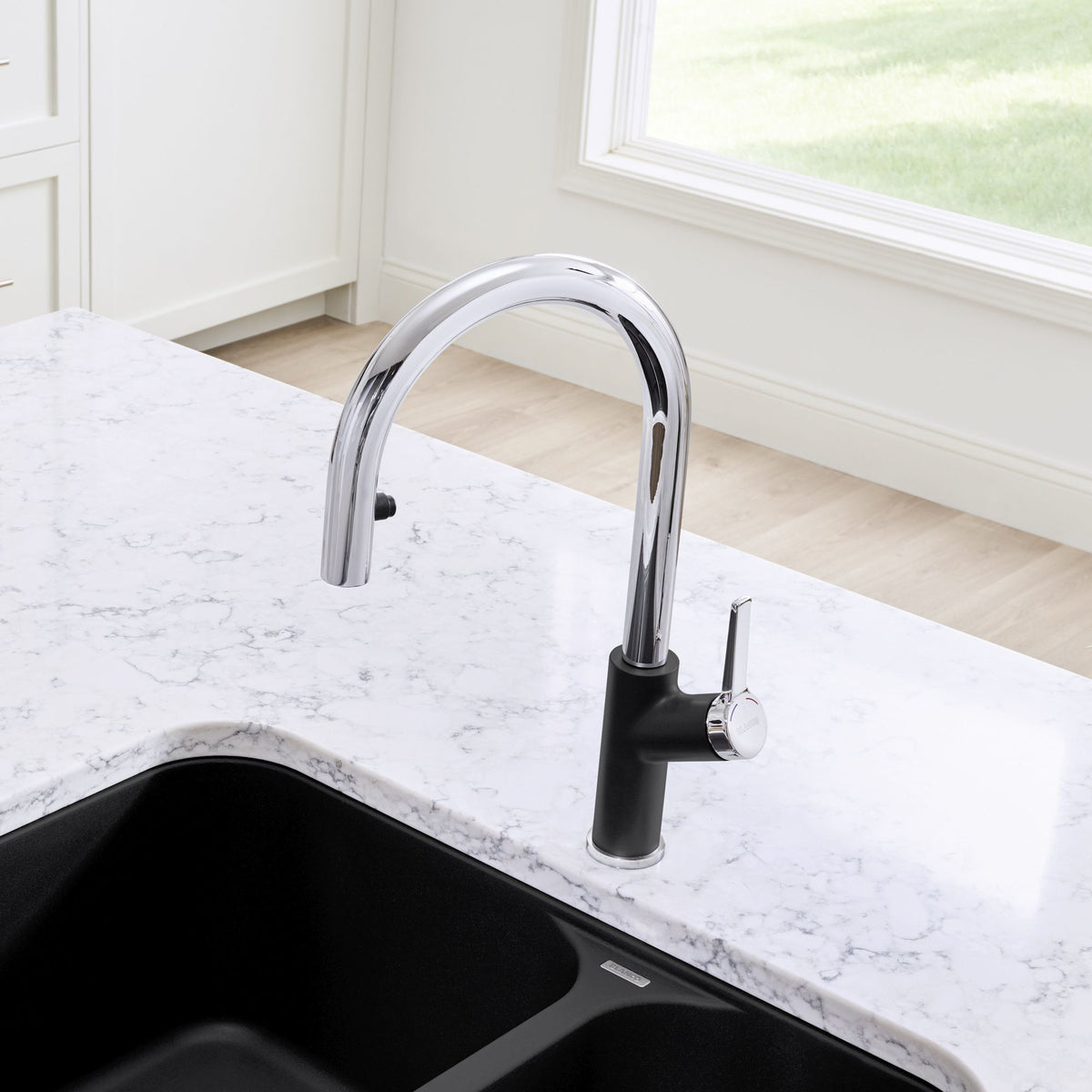 Urbena Single Hole Pull-Down Fct, Chrome/Anthracite, 1.5gpm