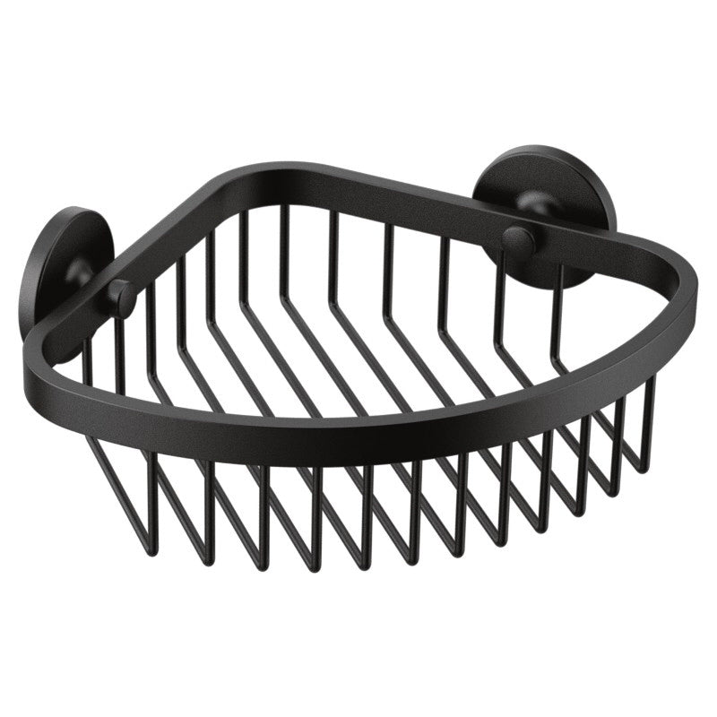 Hotel Motel Corner Shower Basket In Matte Black