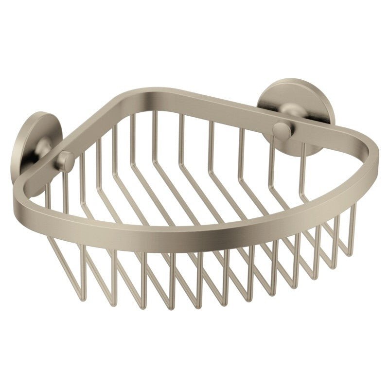 Hotel Motel Corner Shower Basket In Brushed Nickel