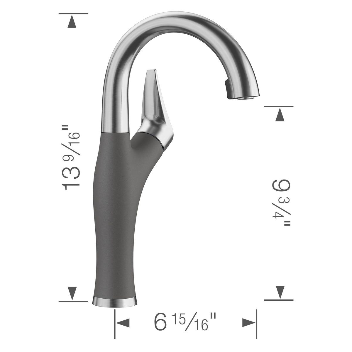 Artona Single Hole Bar Faucet in PVD Steel/Cinder, 1.5gpm