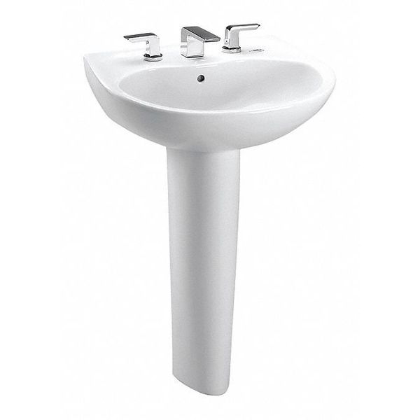 Supreme 22x19" Pedestal Lav Set w/1 Fct Hole in Cotton White