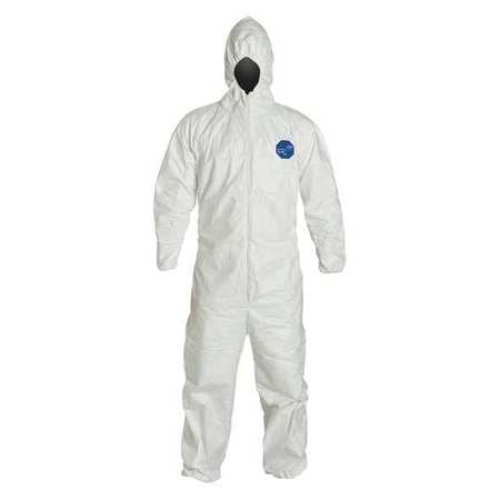 Tyvek Large Hooded Coverall in White w/Elastic Wrist/Ankles