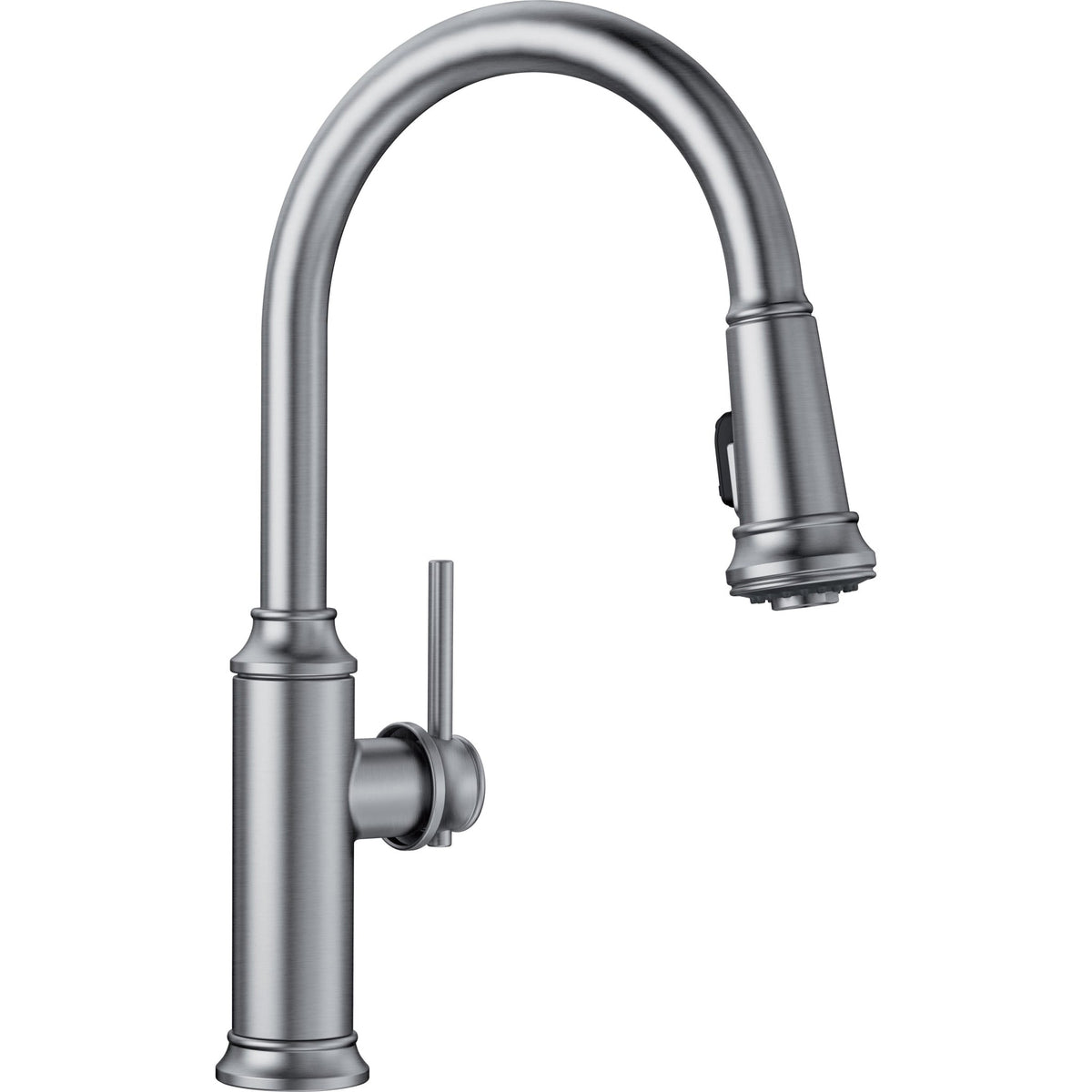 Empressa High Arc Kitchen Faucet w/Pull-Down Spray in PVD Steel