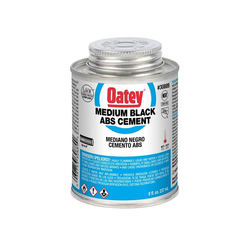 Cement 1/2 Pt ABS Medium Black Brush Top Can for ABS up to 6"