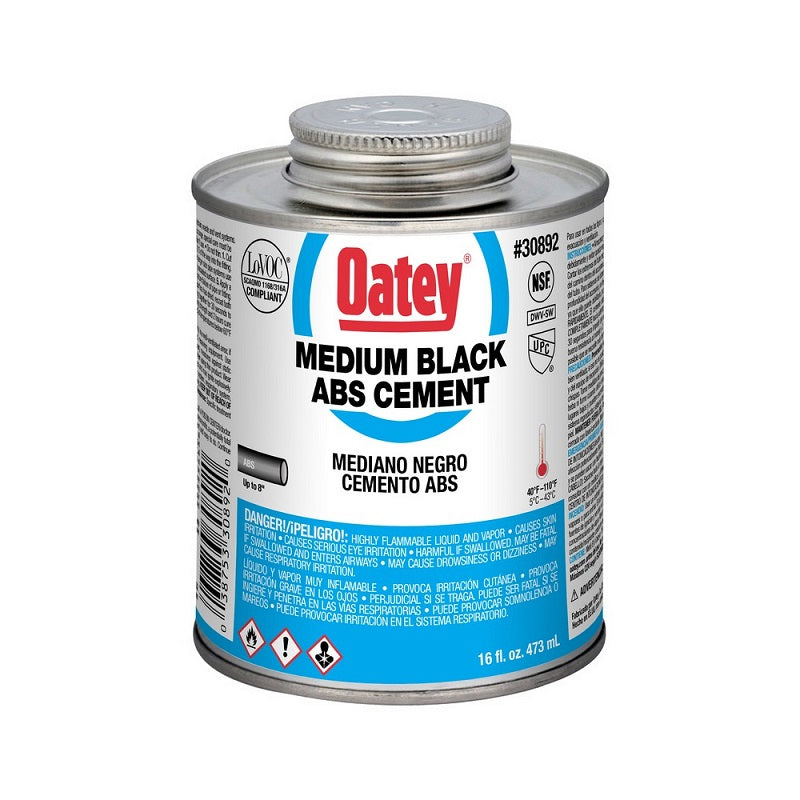 Cement 1 Pt ABS Medium Black Brush Top Can for ABS up to 6"
