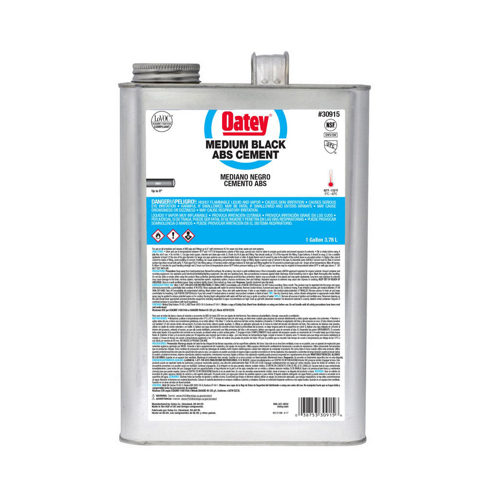 CEMENT 1 GAL BLACK ABS MEDIUM 30915 UP TO 6" DIAMETER