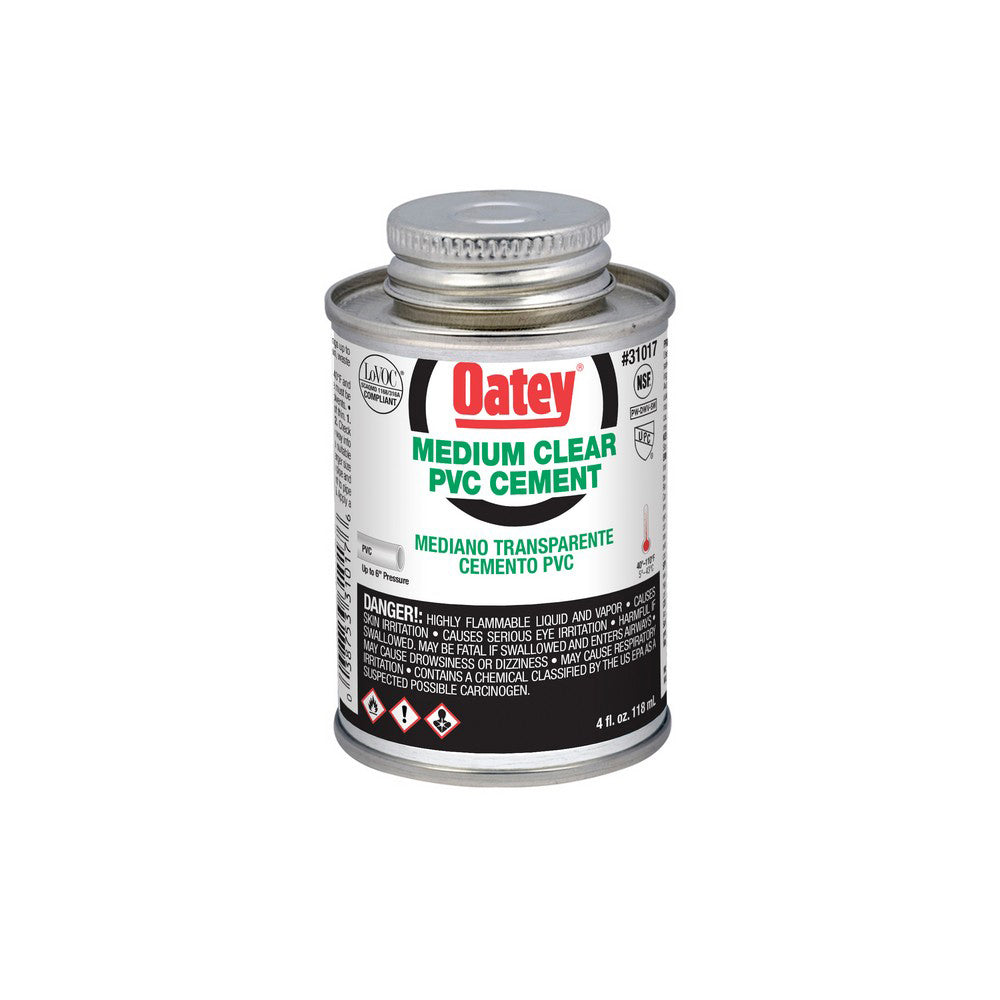 CEMENT 4 OZ PVC CLEAR BRUSH TOP CAN 31017 MEDIUM F/PVC 40 & 80