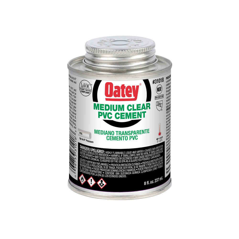 CEMENT 8 OZ PVC CLEAR BRUSH TOP CAN 31018 MEDIUM F/PVC 40 & 80