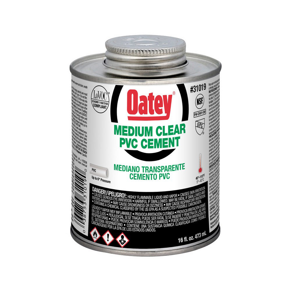 CEMENT 16 OZ PVC CLEAR BRUSH TOP CAN 31019 MEDIUM F/PVC 40 & 80