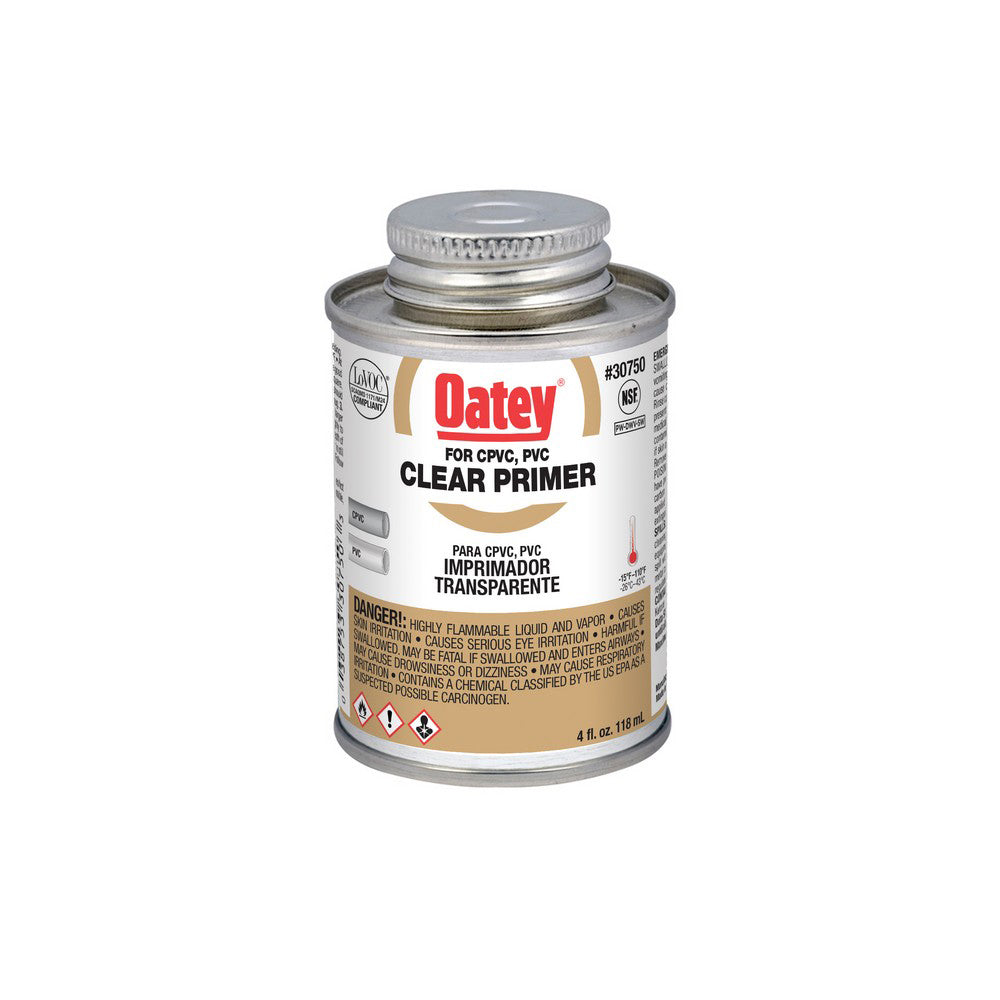 PRIMER 4 OZ CLEAR NSF LISTED 30750 F/PVC & CPVC PIPE & FITTING