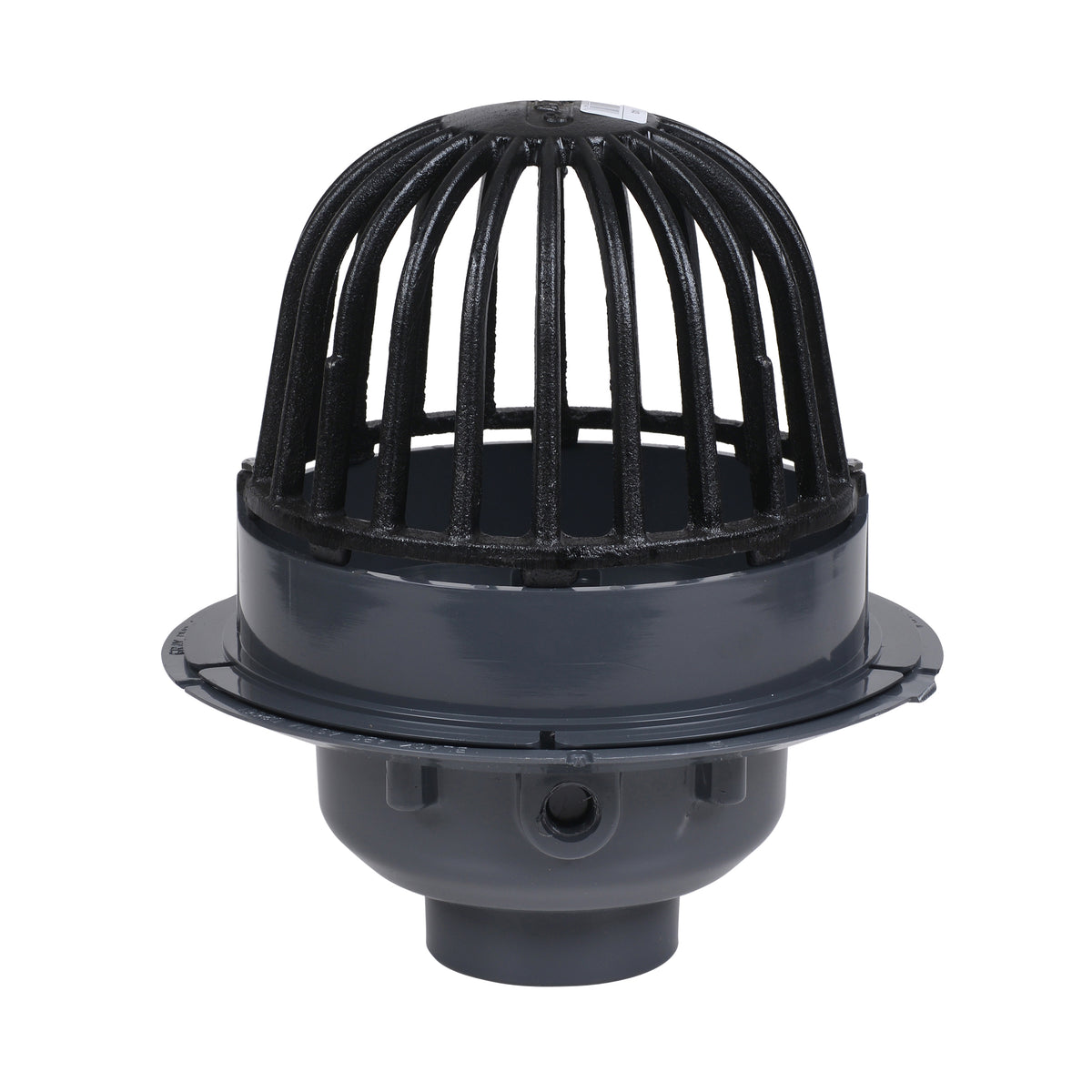 ROOF DRAIN 3-4 PVC BODY SPIGOT/HUB 78043 W/CAST IRON DOME & DAM COLLAR