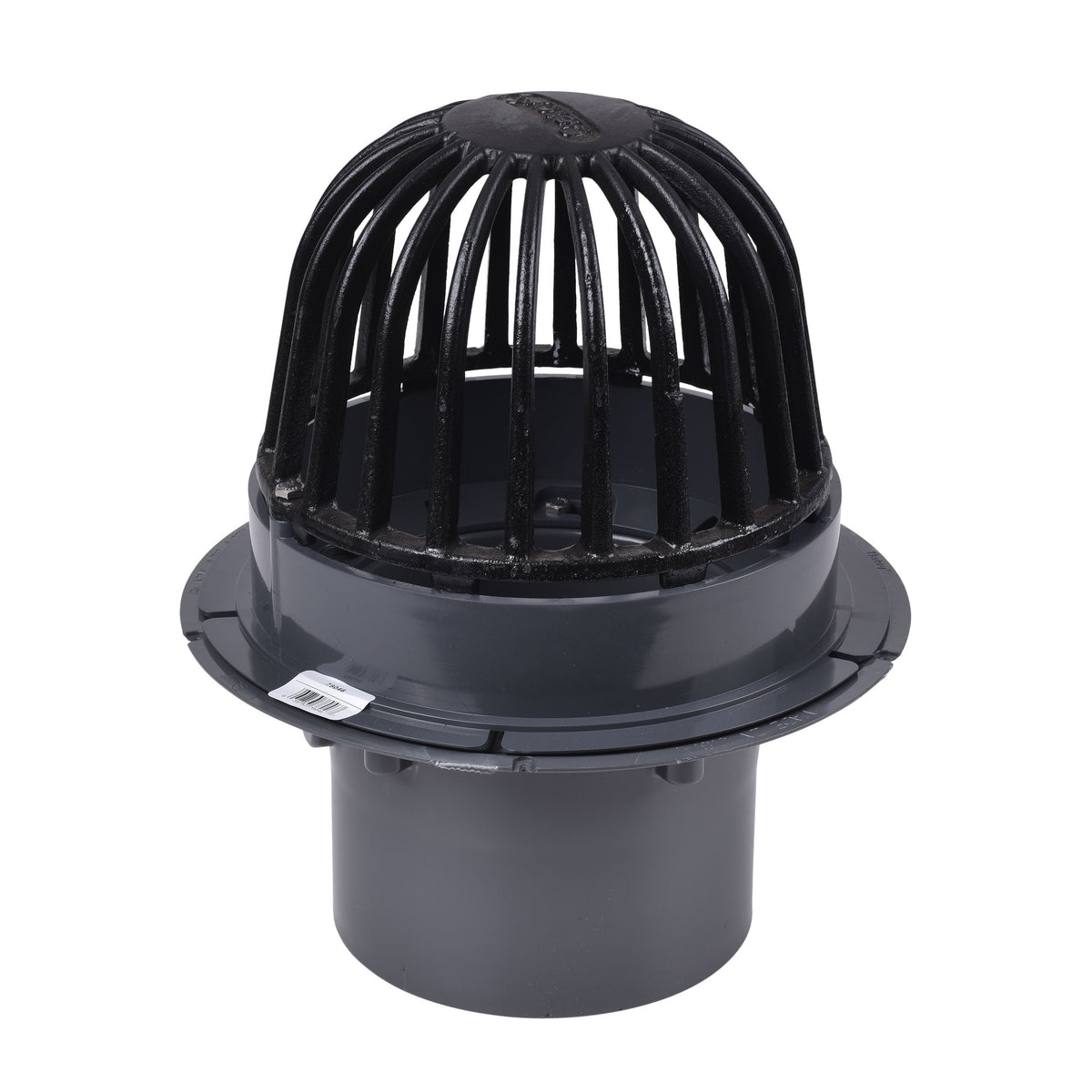 ROOF DRAIN 6" PVC BODY SPIGOT END 78046 W/CAST IRON DOME & DAM COLLAR