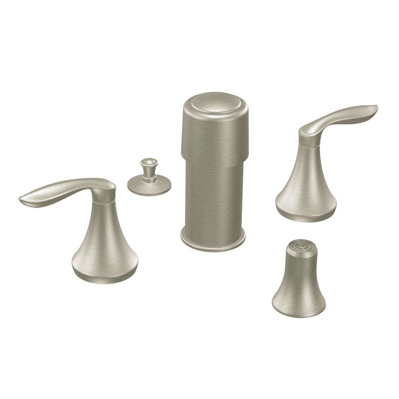 Eva 2-Handle Bidet Faucet w/Metal Waste in Brushed Nickel