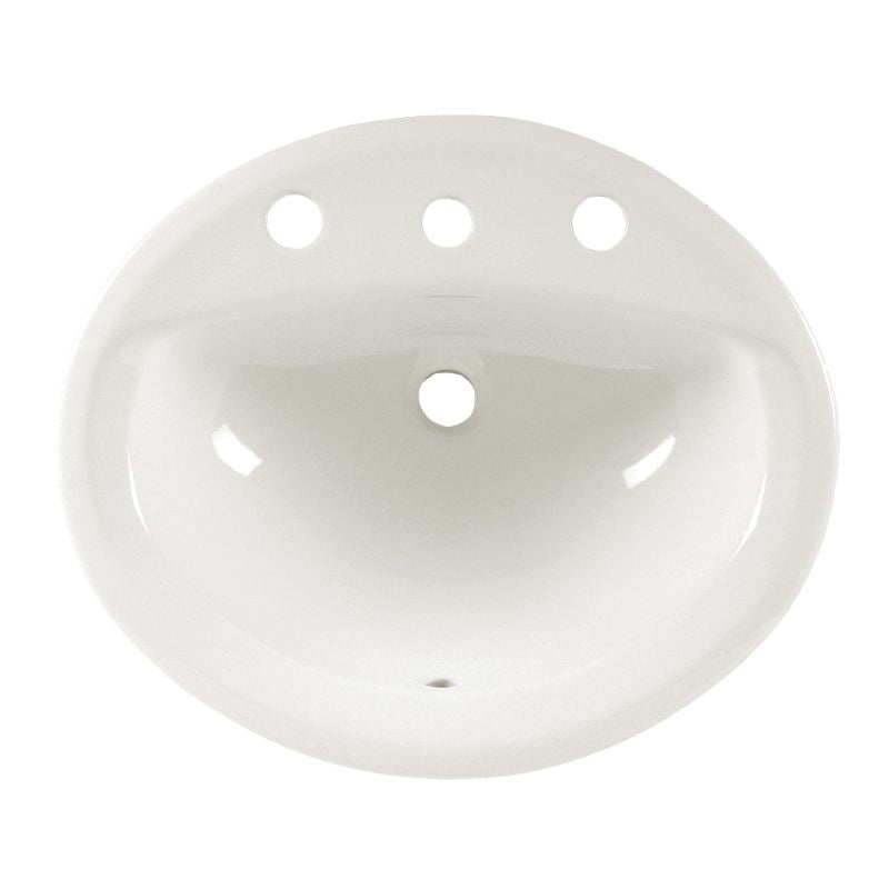 Aqualyn 20-3/8" Drop-In Lav Sink in White w/3 Faucet Holes