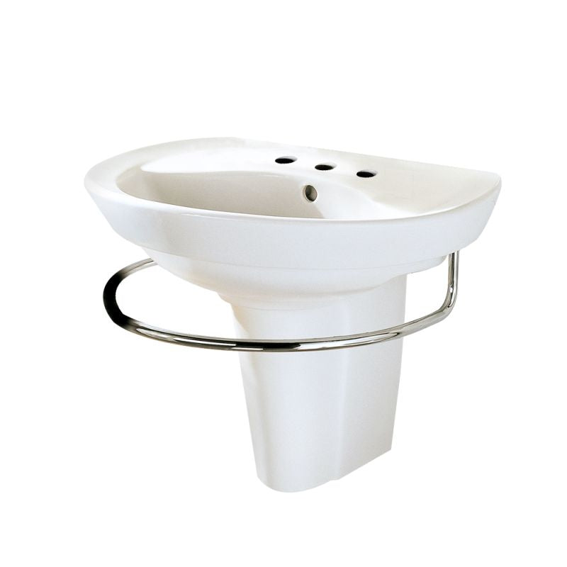 Ravenna Wall Hung Semi-Pedestal Sink in White w/8" Faucet Centers