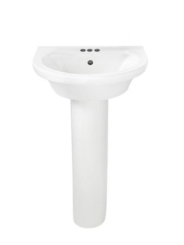 Tropic Petite Pedestal Sink & Base in White w/4" Faucet Holes