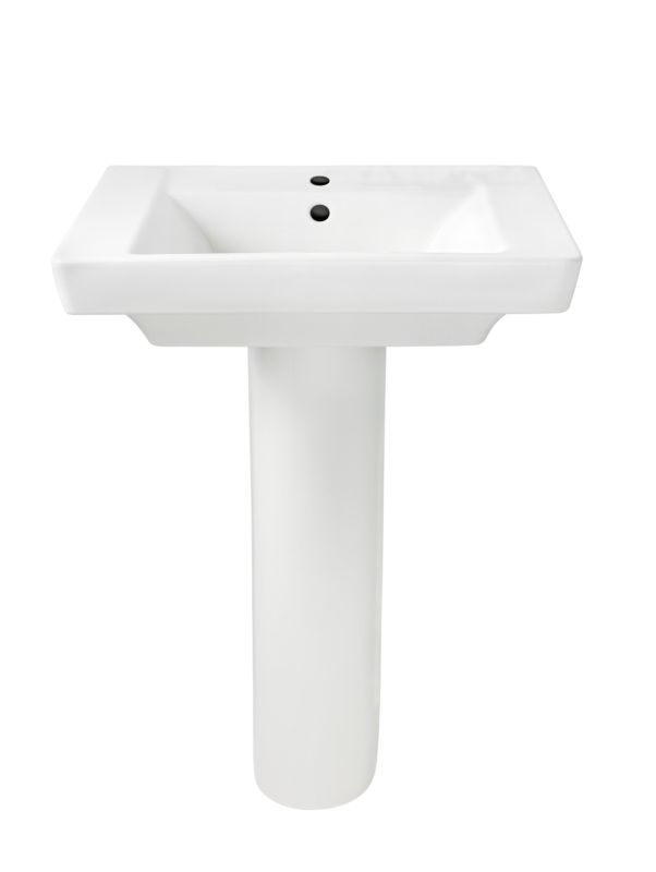 Boulevard Pedestal Sink & Base in White w/1 Faucet Hole