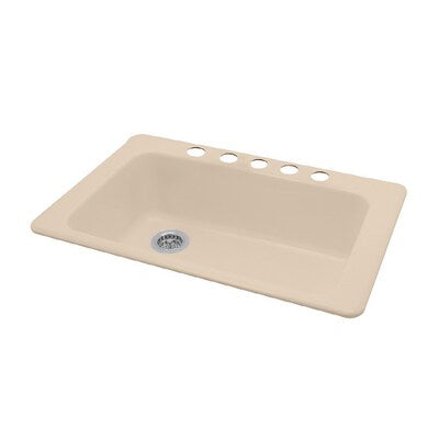 Lakeland 33x22x9-1/2" Large Kitchen Sink in Beige w/4 Holes