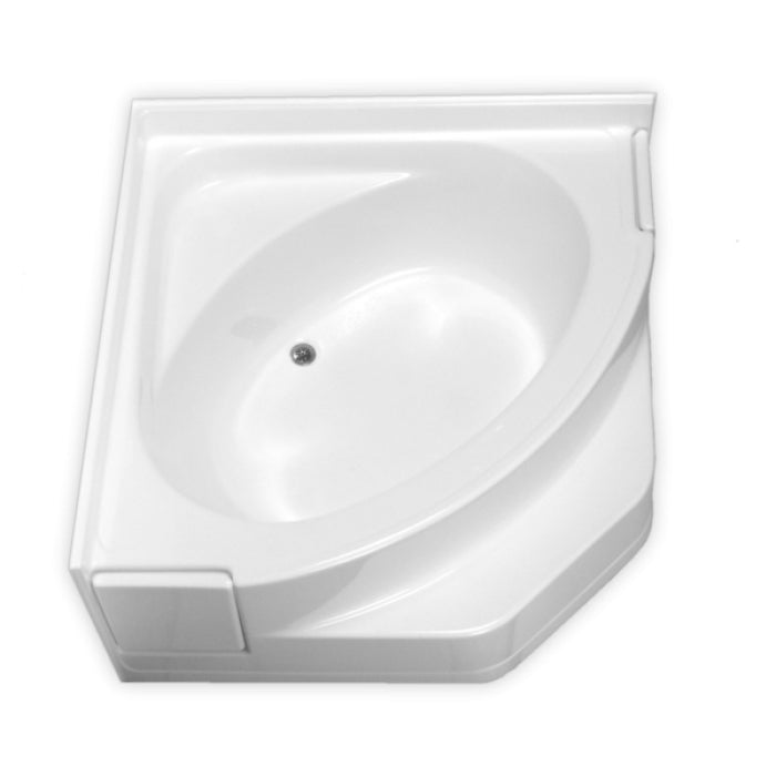 Corner Tub 55-1/4x55-1/4x27 w/22" Apron, Center Drn in White
