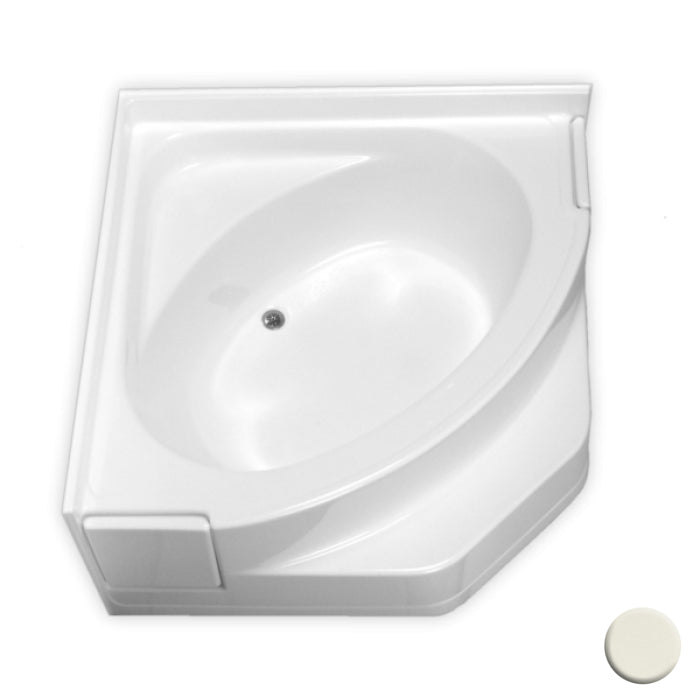 Corner Tub 55-1/4x55-1/4x27 w/22" Apron, Center Drn Biscuit