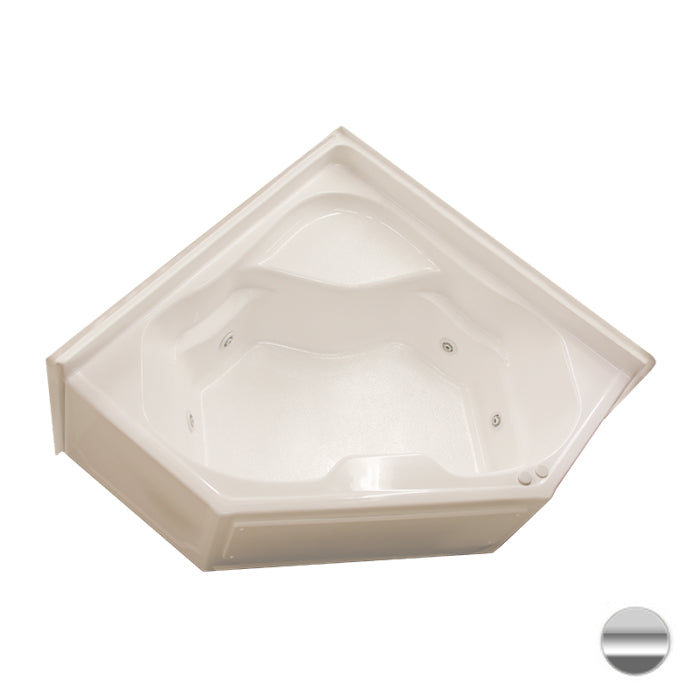 Corner Bathtub 60x60x27" w/22" Apron & Center Drain Silver