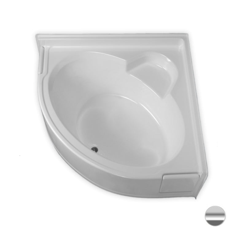 Corner Bathtub 60x60x27" w/22" Apron & Center Drain Silver
