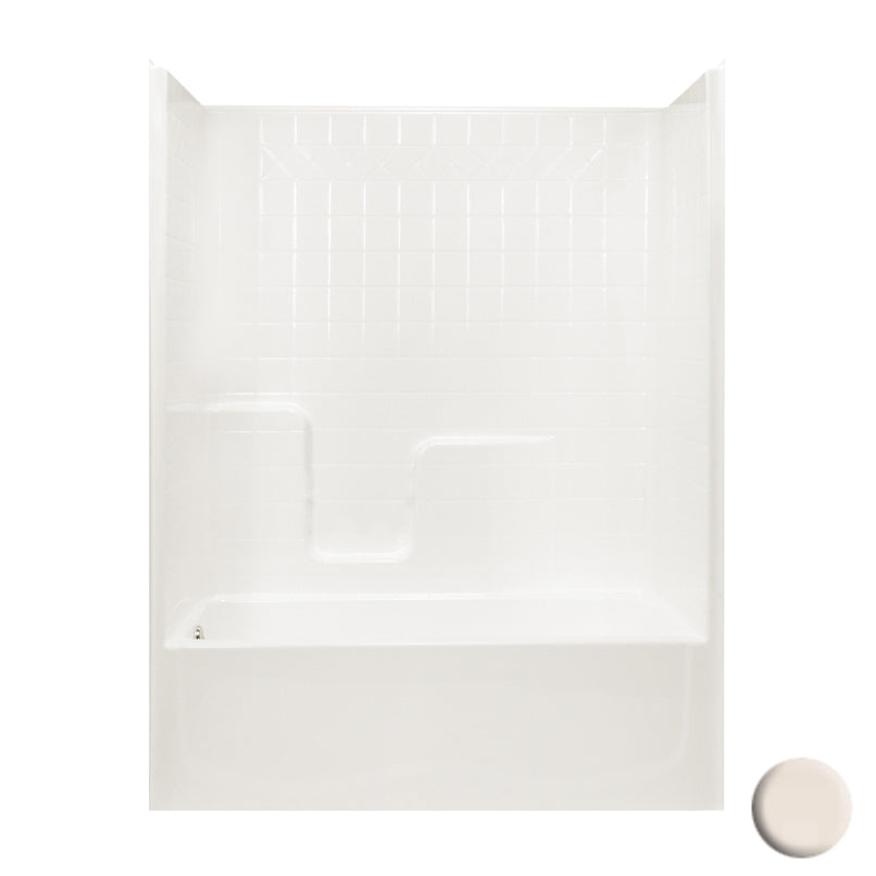 Tiled Tub & Shower Kit 59-3/4x33x76-1/2" Bone Right Drain