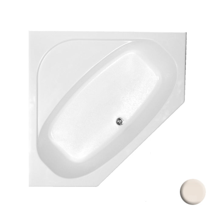 Corner Tub 54x54x18 w/Tiling Flange & Center Drain in Bone