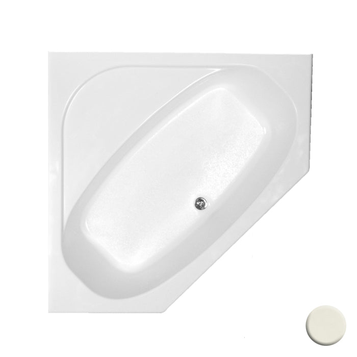 Corner Tub 54x54x18 w/Tiling Flange & Center Drain, Biscuit