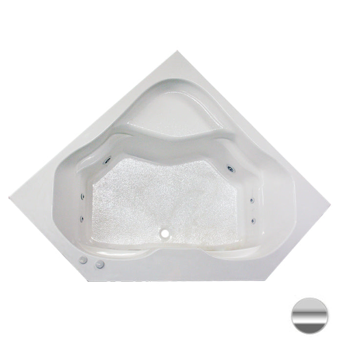 Corner Drop-In Bathtub 59x59x21-1/2" w/Center Drain Silver