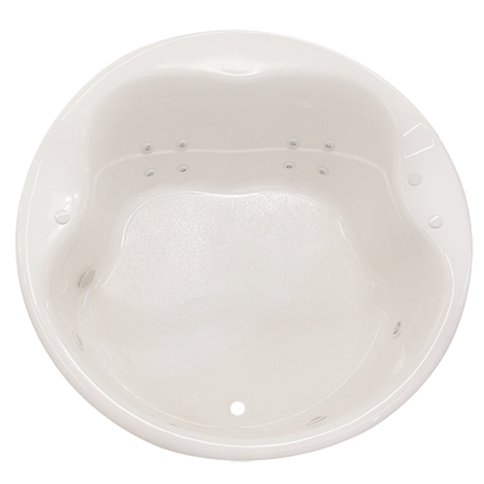 Cascade 61x61x24" Round Drop-In Tub w/Front Drain in White