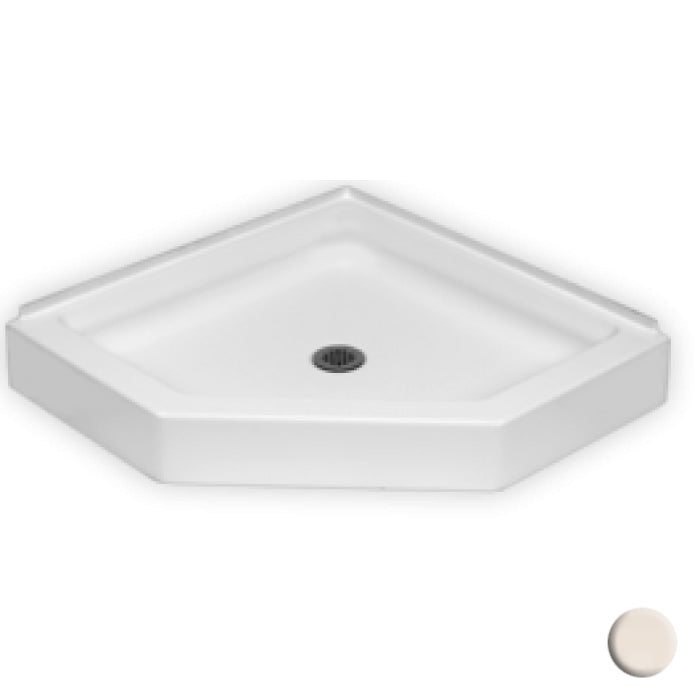 AcrylX 38x38x7" Neo-Angle Shower Base in Bone