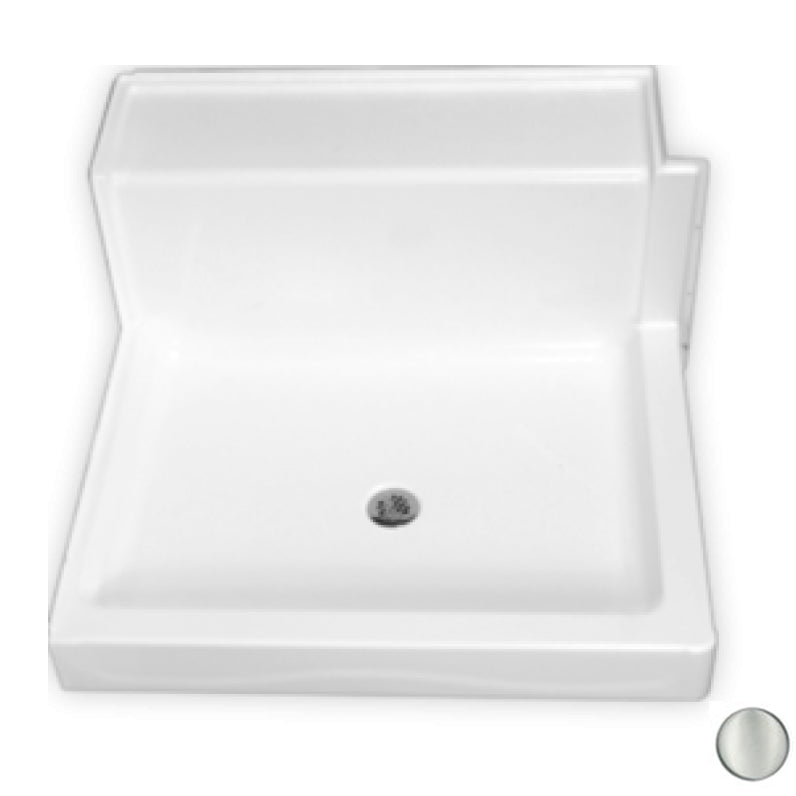 AcrylX 48x48x23" Shower Base w/Front & RH Threshold Silver