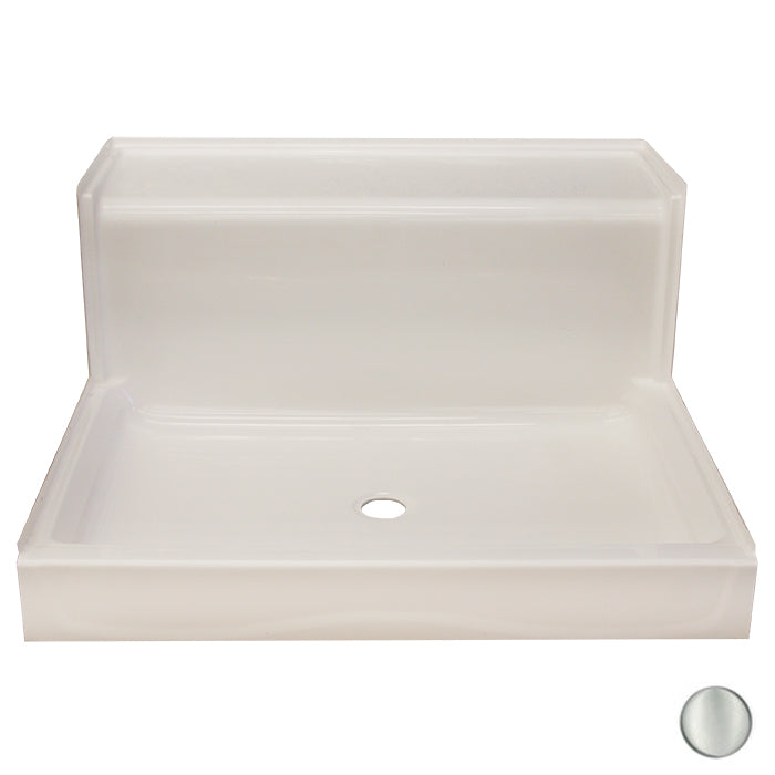 AcrylX 48x48x23" Shower Base w/Molded Bench Seat in Silver
