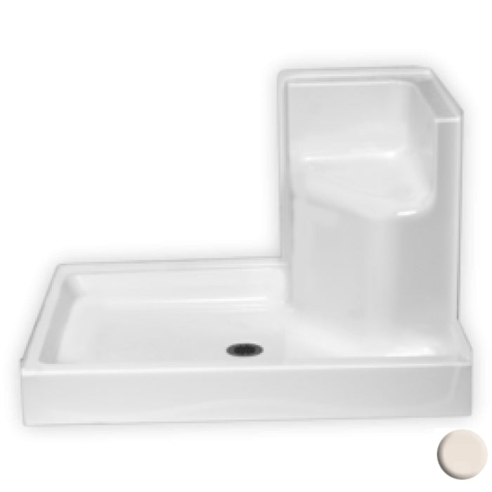 AcrylX 48x35x31" Shower Base w/LH Molded Seat in Bone